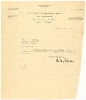 1922 Arnold Rothstein Signed Typed Letter to A.L Libman Dated 08/22/1922 (Beckett)